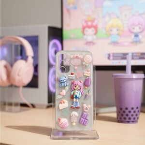 Charming Glitter Phone Case with Cute Charms Resin Phone Case - Anime Girl